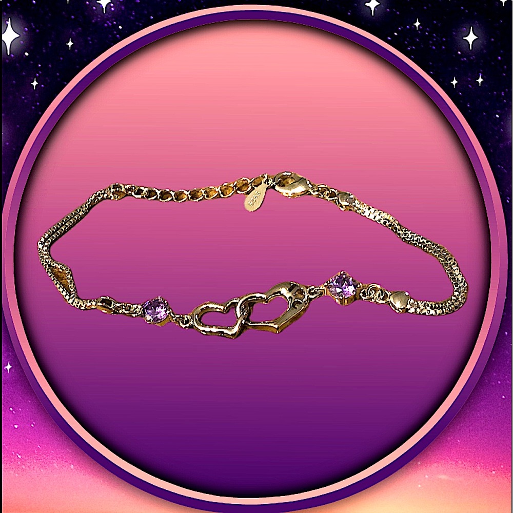 NWT- Purple CZ “I ❤️ U” heart S925 Silver bracelet 🦄3 for $15 /4 for $20🦄